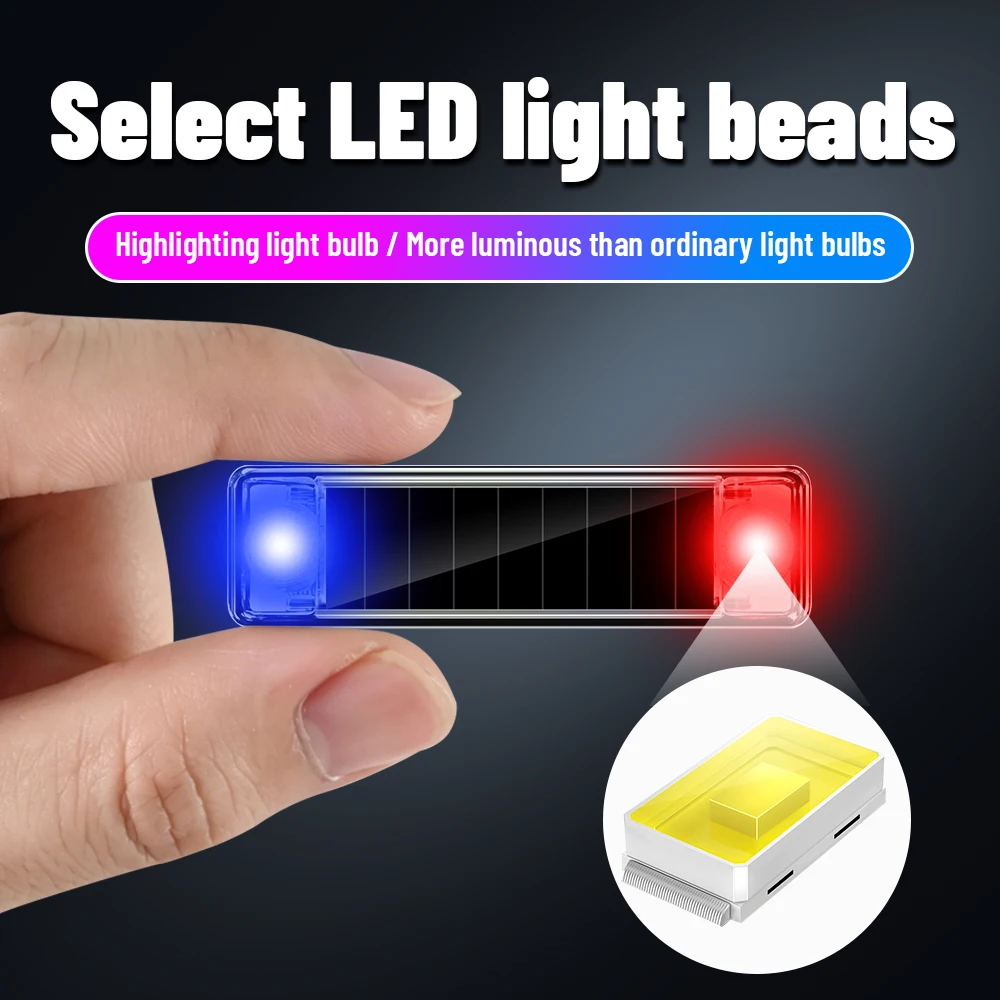 Solar powered car anti rear end collision flashlights, bicycles, electric motorcycles, strong light warning, brake taillights