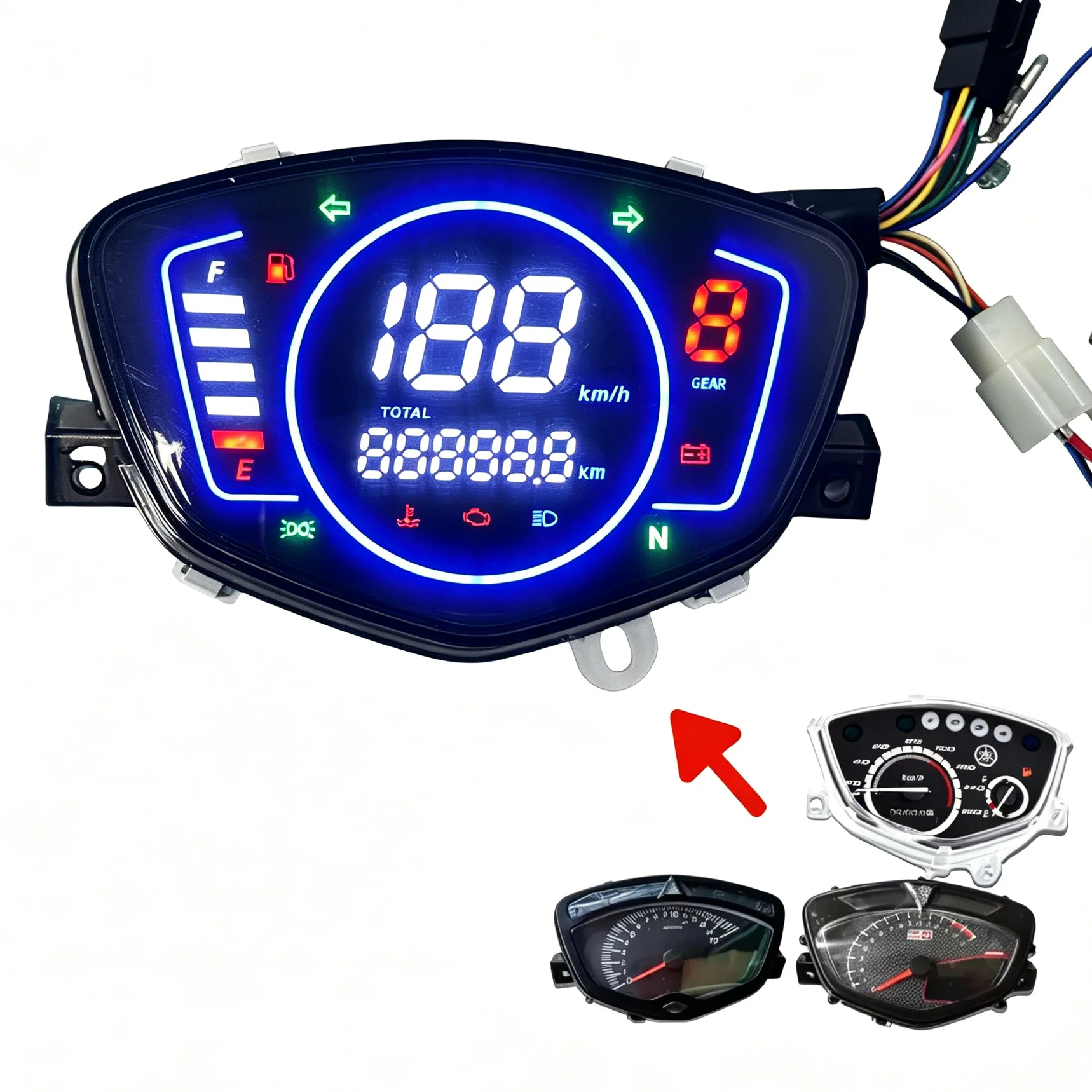 Pantalla LED a Todo Color, Accesorios para Motocicleta, Velocímetro, Odómetro, Tacómetro Digital para Motocicleta, Tablero de Instrumentos para la Nueva Crypton Yamaha 110