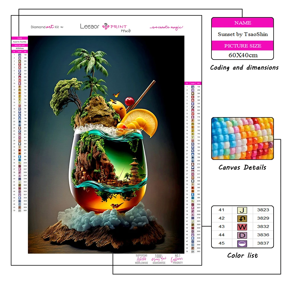 Diamond Painting Colorful Cocktail Cup Landscape Full Diamond Mosaic Embroidery Cross Stitch Diamonds Painting Kits Home Decor