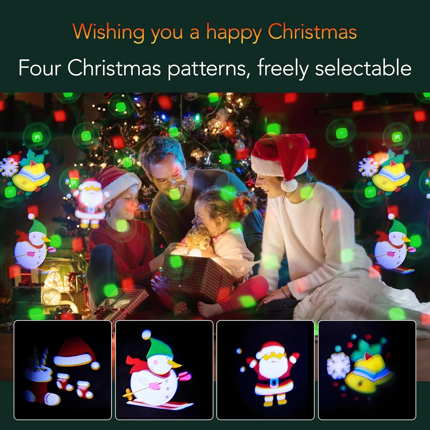 YSH Remote & Sound Control Stanta Luces Navideas Decor for Xmas DJ Disco Led Gobo Projector Christmsa Light Decorative Lighting