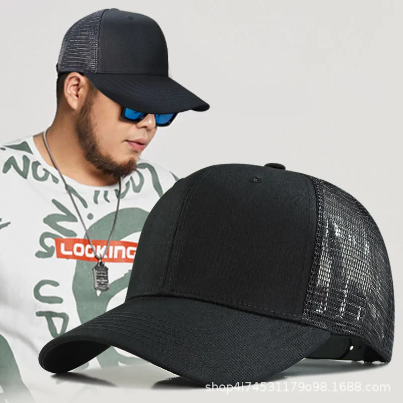 XXL Grid Baseball Cap Big Head Round Large Duck Summer Men Breathable Tongue Sun Travel Outdoor Visor Hat Women M641