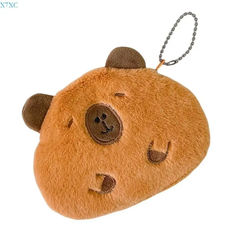 

X7XC Stylish Capybara Themed Plush Coin Bag Portable Multifunctional Money Purse for Adults and Kids