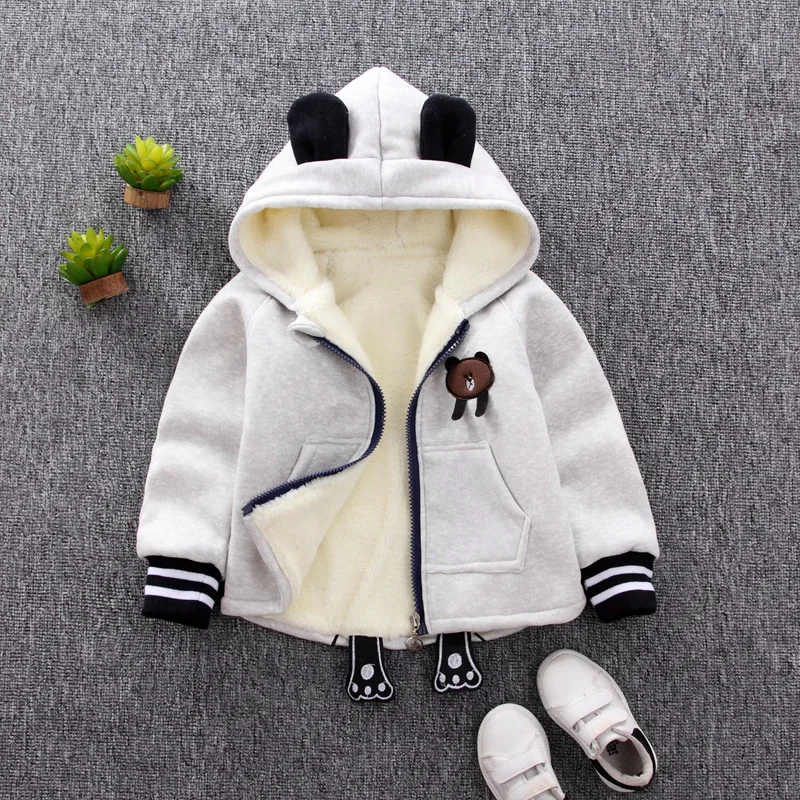 Baby Boys Jacket Kids Winter Thick Coats Toddler Velvet Warm Cotton Hoodies Coat Children Casual Outerwear 1-4 Y Infant Clothing