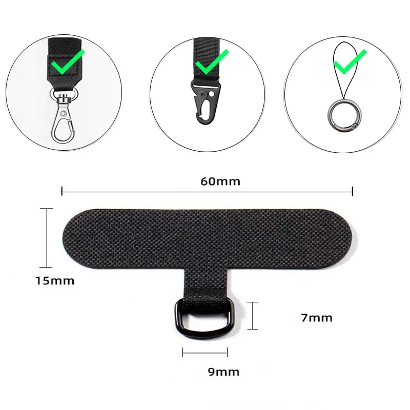 Patch Clip Phone Lanyard Strap Patch Gasket for Mobile Phone Sling Tether Cloth Card Replacement Metal Ring Clip Hang Cord Tabs