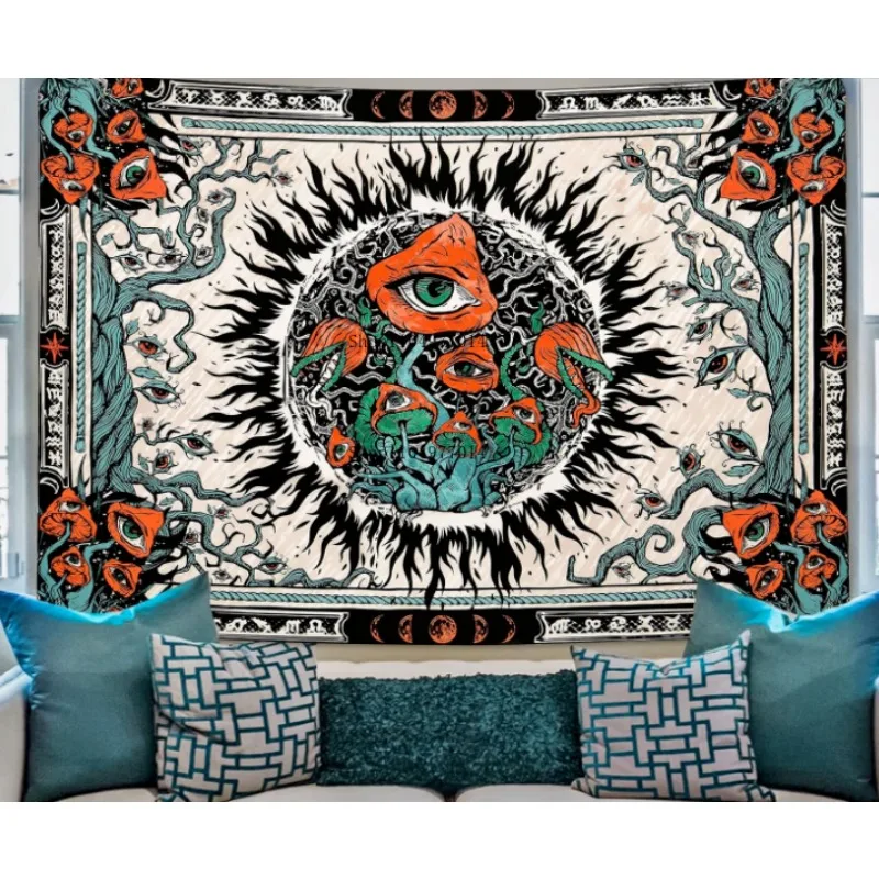 

Cream Mushroom Tapestry, Sunburst Tapestry, Hippie Eyes Tapestry, Vine Moon Phase Tapestry, Room Wall Hanging