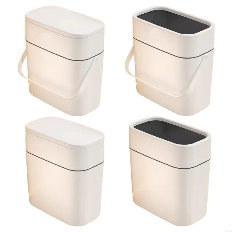 Q9QA Plastic Trash Bin Trash Can with Push Down Lid for Kitchen, Bedroom, Bathroom, Offices Space Waste Bin for Daily Use