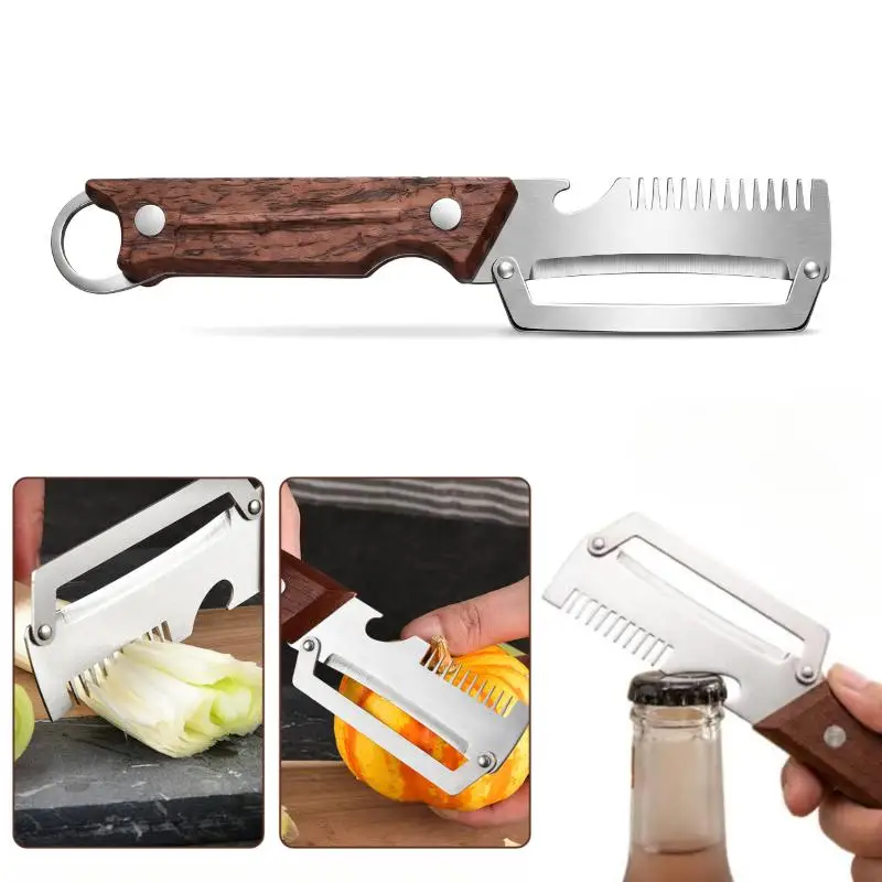 3-in-1 Vegetable Fruit Peeler For Kitchen With Bottle Opener Storage Hanging Hole For Peeling Fruits Shredding Scallions