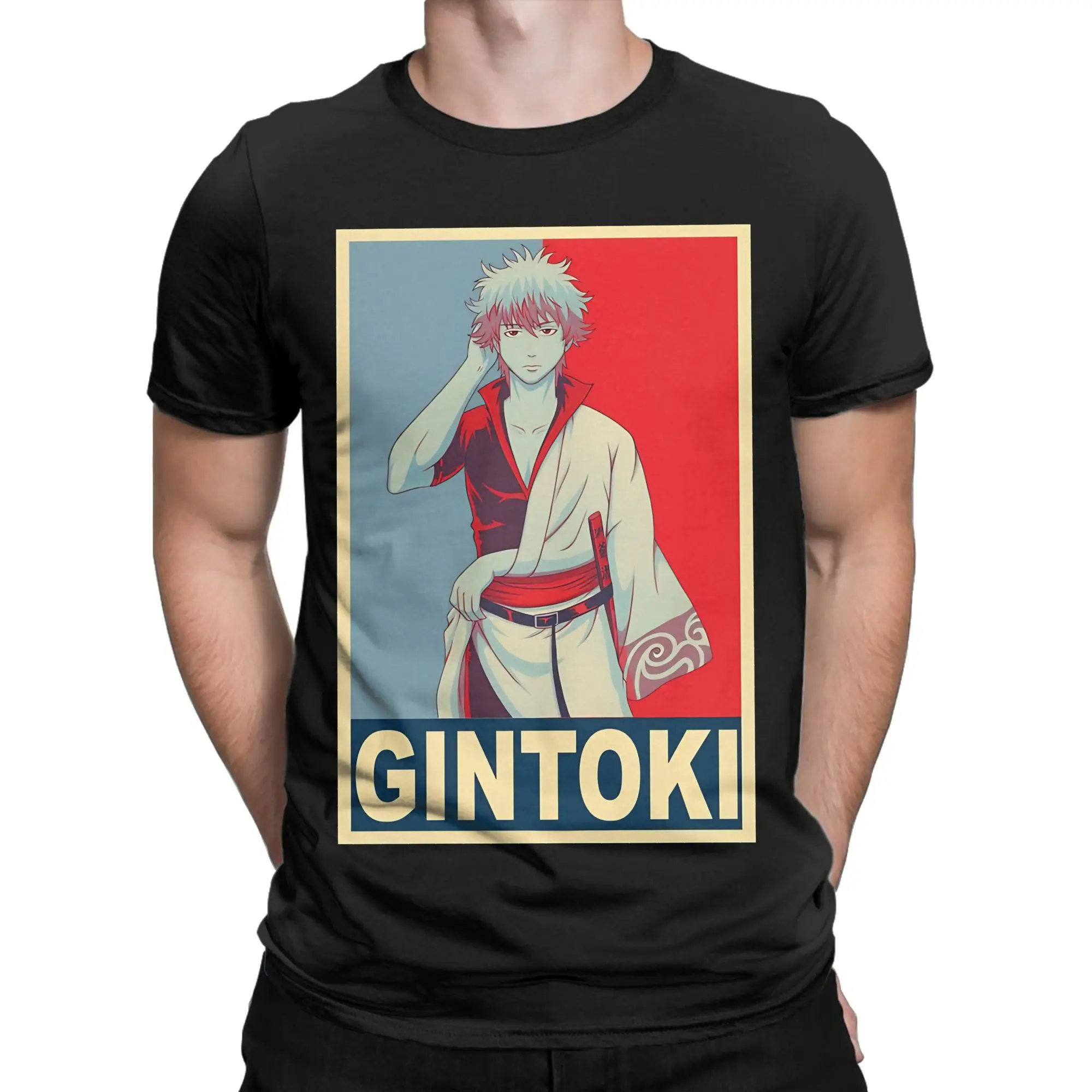 Gintoki Sakata Poster Classic Novelty 100% Cotton T-Shirt Gintama Tees Tops For Men