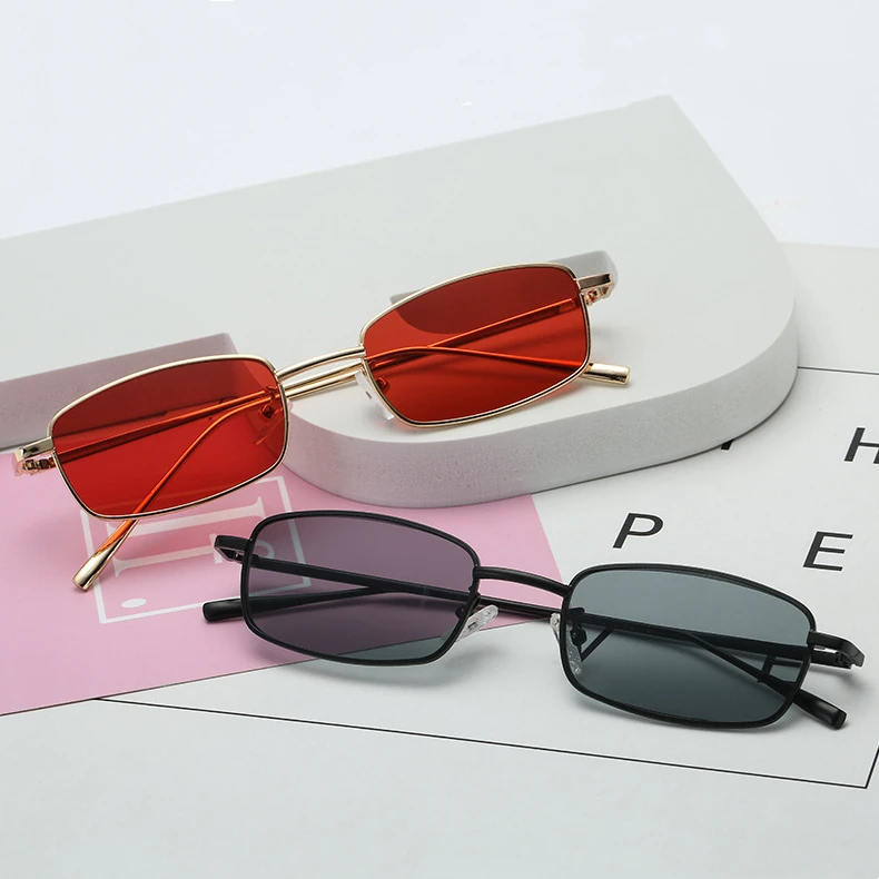 Retro Quadrat Sonnenbrille Candy Farbe Vintege Metall Katze UV400 Weibliche Sommer Straße Brillen für Frauen Korea Stil Gafas De Sol – Detail 7
