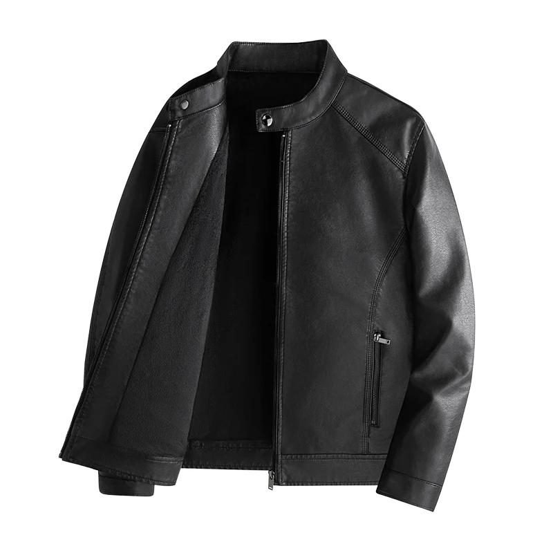 

2025 Retro Luxury Fce Lined Leather Jaet for Men Casual Motorcycle Riding Jaet Loose Fit American Sle Outerwear