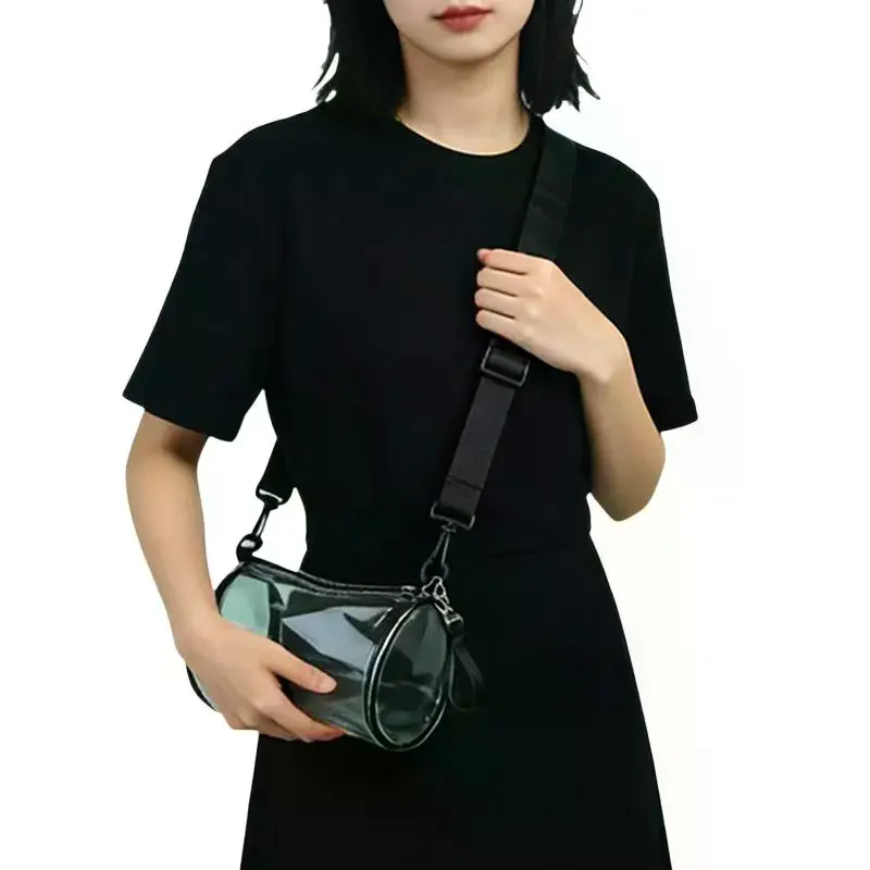 Transparent Laser Crossbody Bag For Women Cylindrical Fashion Mini Shoulder Messenger Bag PVC Jelly Small Tote Bag view 4
