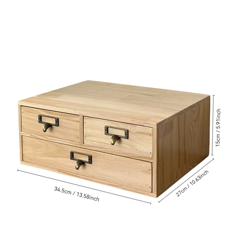 Wooden desktop shelving Sundries Stationery organizer desk office drawer locker Cosmetic storage box