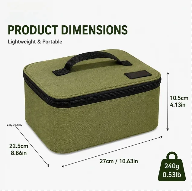 Multifunctional Fishing Gear Bag Foldable Compact Design for Transport 27x22.5x10.5cm Army Green Oxford Fabric