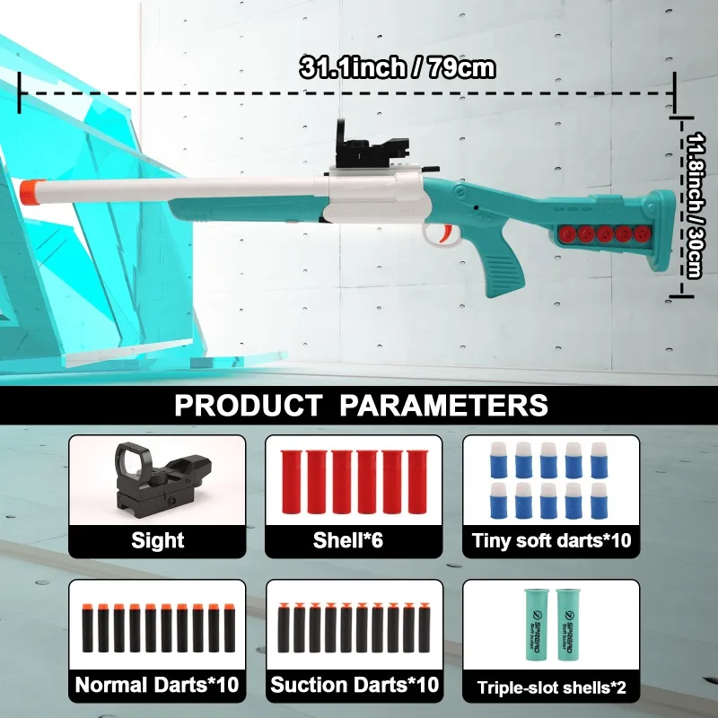 Schuimblaster met dubbele cilinder en schaaruitwerping 2-in-1 Ideaal cadeau voor kinderen vanaf 14 jaar