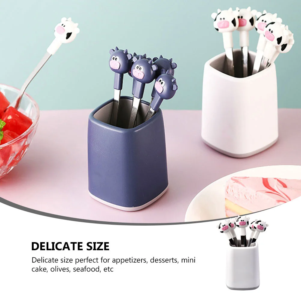 

1 Set Cartoon Calf Fruit Forks Stainless Steel Dessert Forks Set For Appetizers Cake Tableware Kitchen Bar Tools