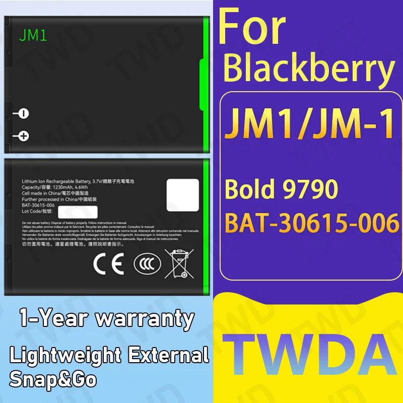 

JM1 JM-1 Large capacity Battery For Blackberry Bold 9790 BAT-30615-006 Batteries New High Quanlity