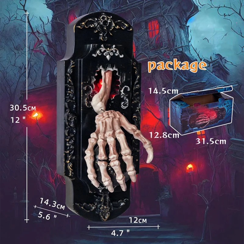 Timbre decorativo de plástico para Halloween, 1 piezas, con sonido escalofriante y pulverizador, para niños