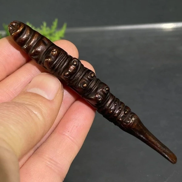 Old made solid Cordyceps sinensis, purple copper tea needle, pet playable and nourishing retro Japanese style insect pen