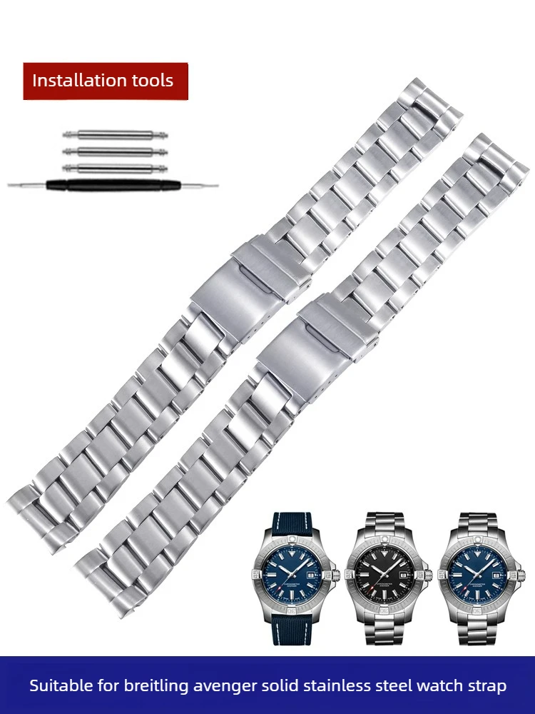 stainless-steel-watch-strap-for-breitling-avenger-super-ocean-yellow-wolf-series-solid-stainless-steel-bracelet-22mm