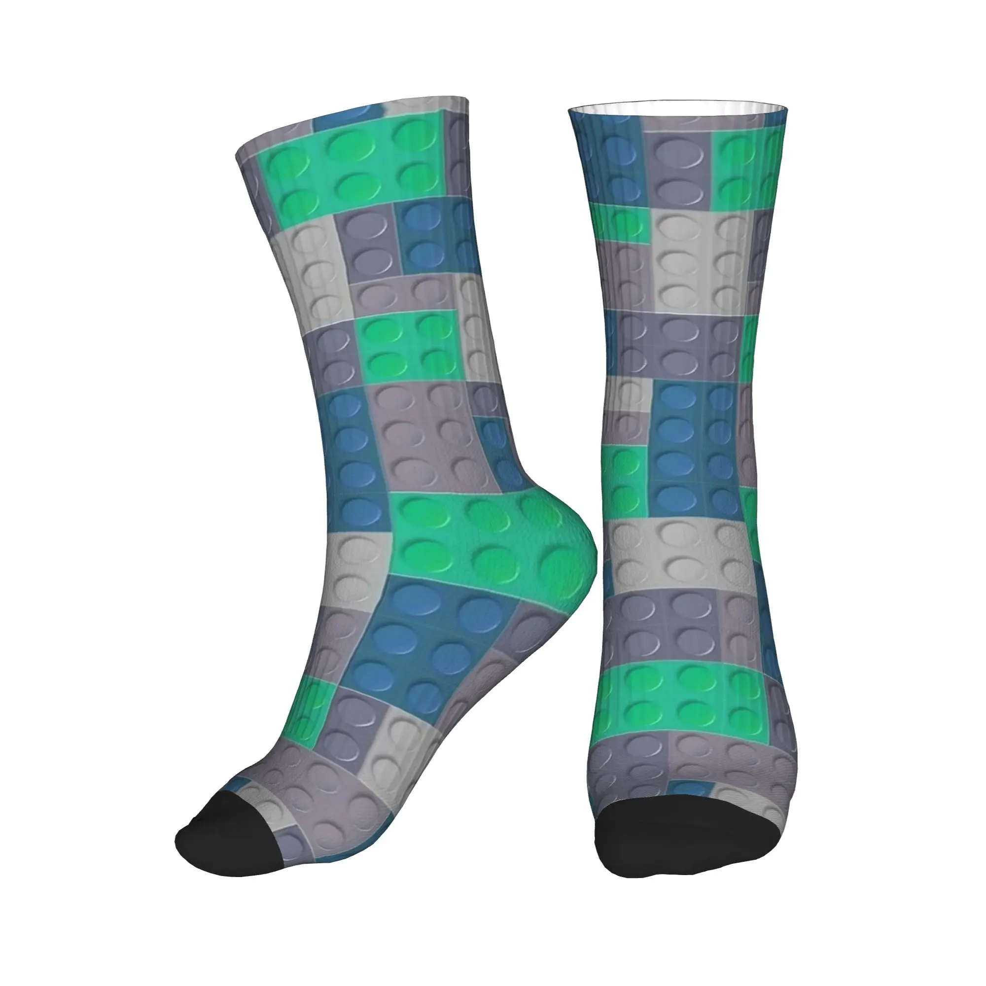 Adults Men Socks Colorful Building Blocks Toys Stockings Autumn Kawaii Comfortable Socks Design Outdoor Sports Anti Socks