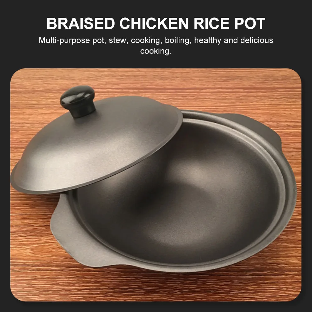 

Cast Iron Casserole 24cm Pot with Lid for Braised Chicken Rice Rice Stew Soup Kitchen Bakeware Home Restaurant