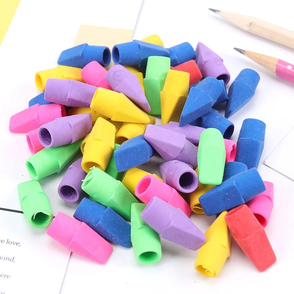 Correction Supplies Assorted Colors Student for Kids Pencil Erasers Eraser Caps Pencil Top Erasers Pencil Eraser Toppers