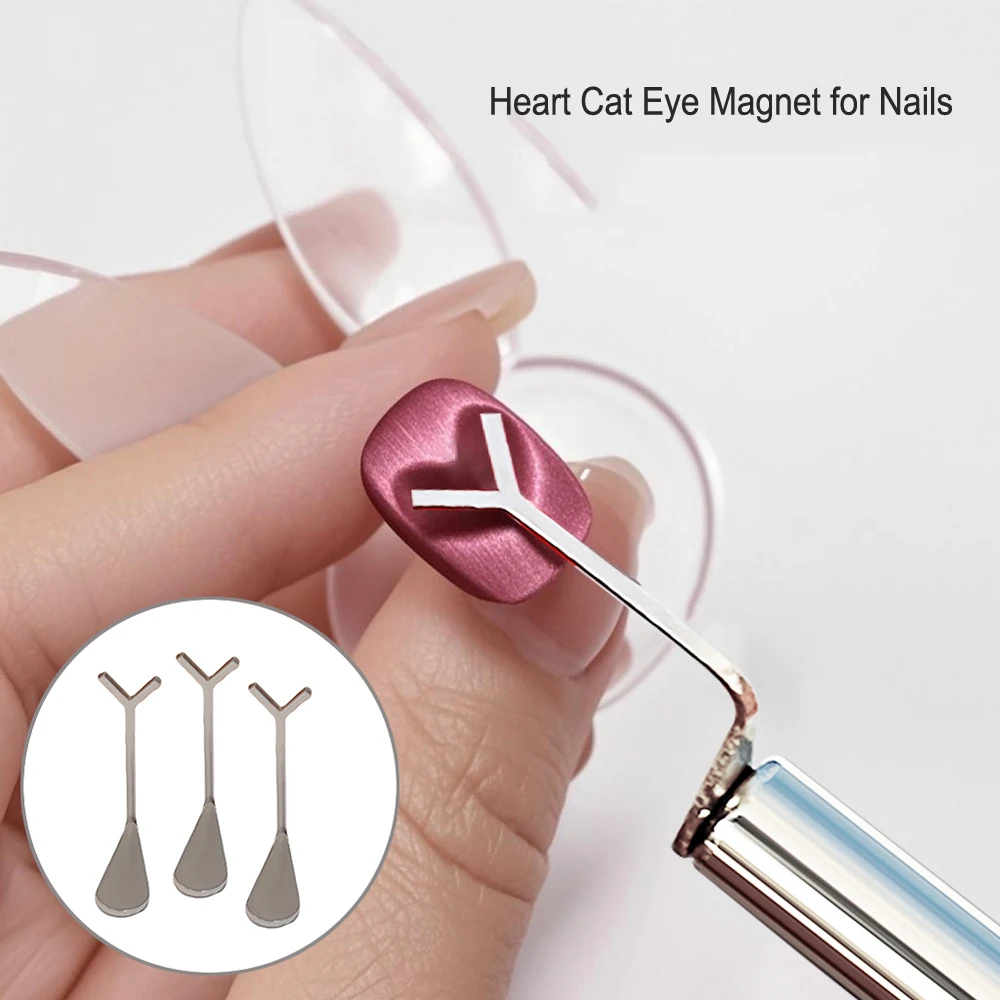 2/3pcs Heart-shaped Cat Eye Magnet Stick Set 3D Heart Y Shaped Cat Eye Nail Magnet Y Shape Love For Magnetic Polish Effects Tool