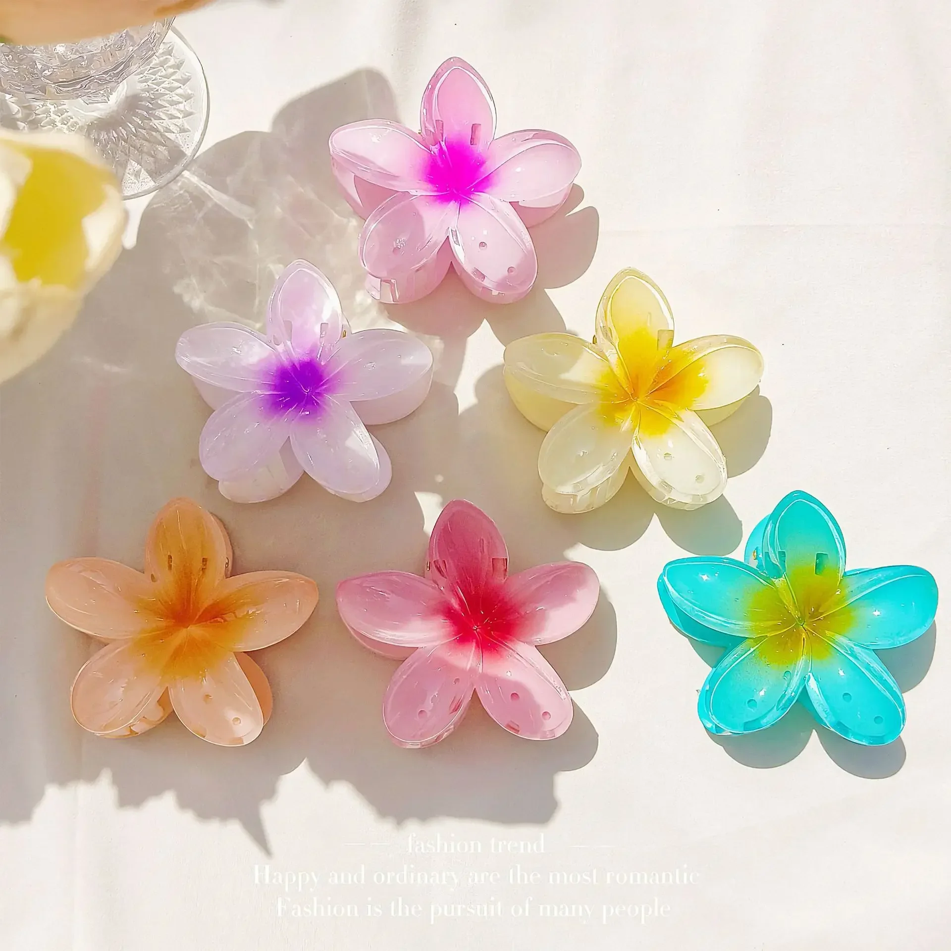 4/8CM Bohemian Beach Vacation Lily Flower Hair Claw Sweet Hair Clip for Women Floral Claws Fashion Girl Accessories Gift