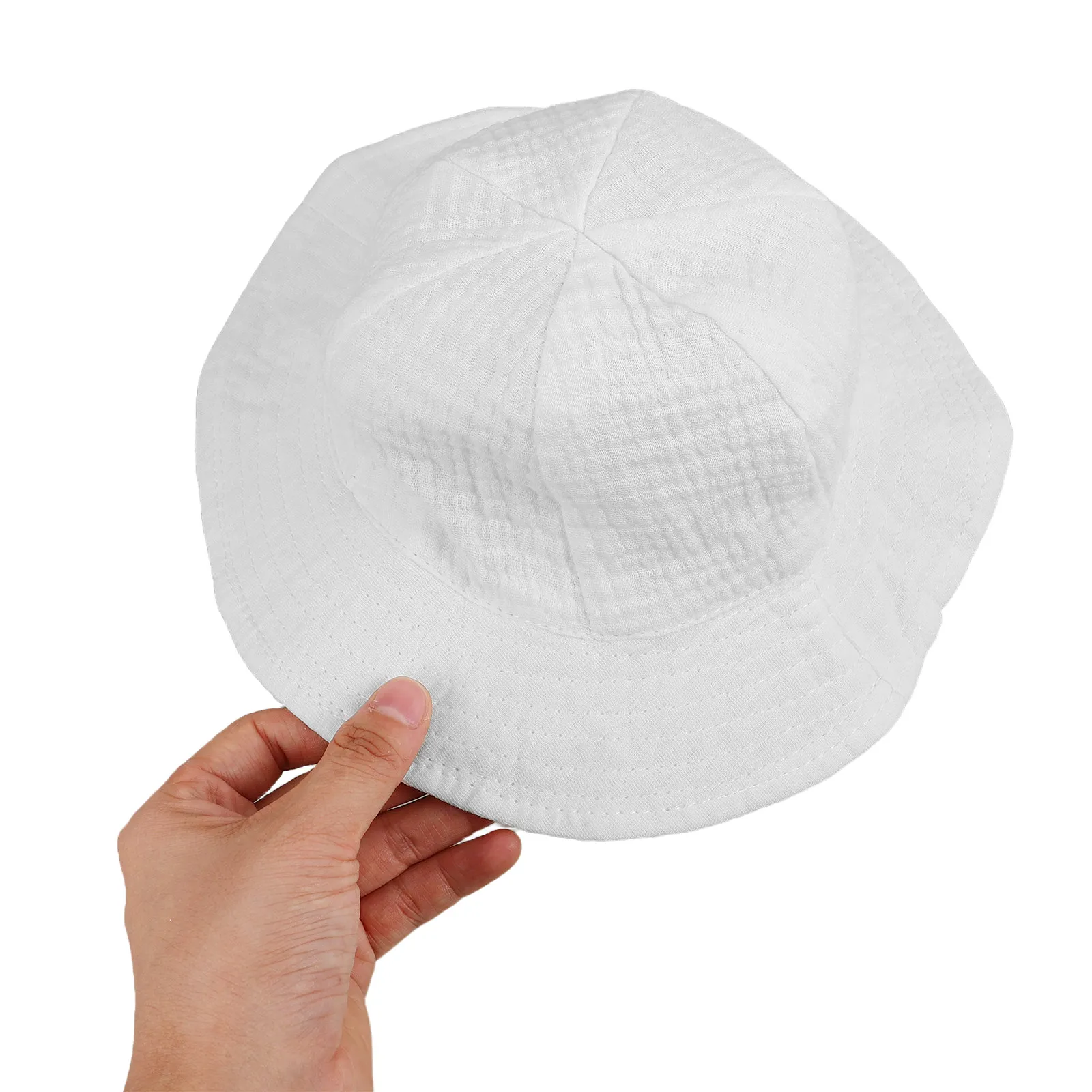 Baby Cotton Bucket Hat Soft Breathable Wide Brim Sun Protection Adjustable Chin Strap Summer Hat for Toddlers Boys Girls