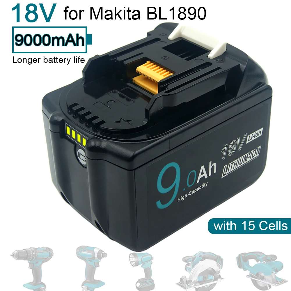 9.0Ah akumulatorowe bateria do narzędzi Makita 18V BL1860B BL1850B BL1830 LXT-400 BL1845 DHP482Z akumulatory litowo-jonowe pasują do DC18RC