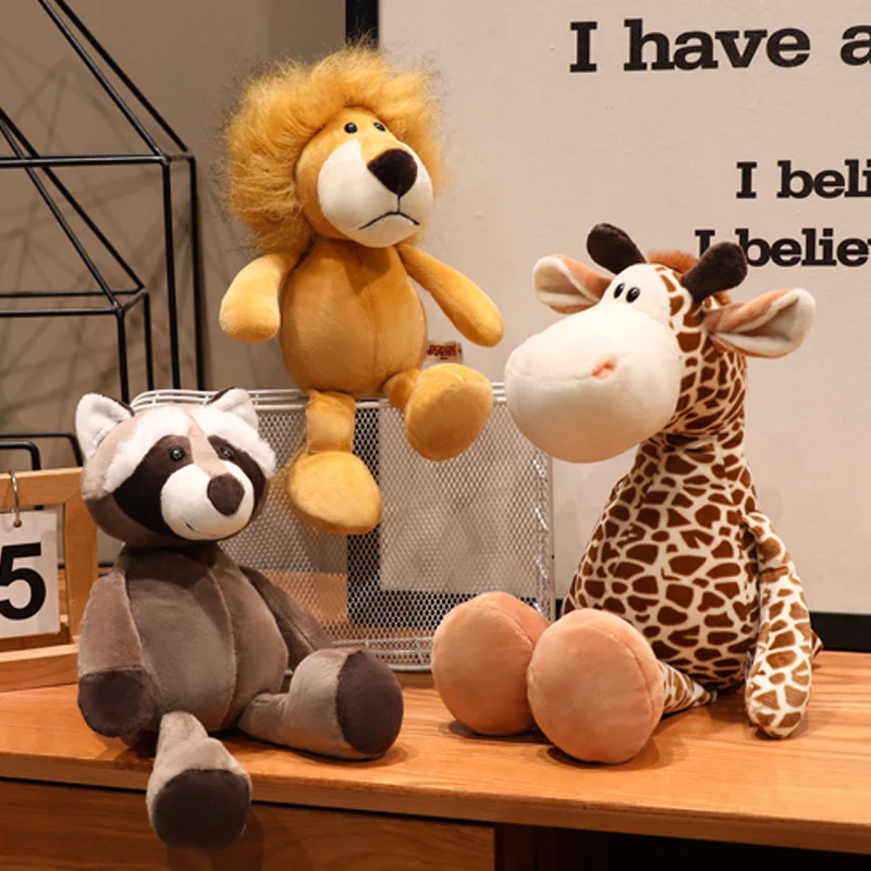 30/35 سنتيمتر Kawaii الكرتون الغابات الحيوان الأسد زيبرا ليوبارد محشوة ألعاب من نسيج مخملي للأطفال قرد الراكون اليدوية دمية هدية