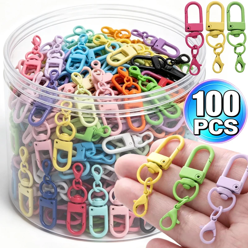 Random Color Carabiner Clasp Key Chain Rotating Keyrings for DIY Key Chain Bags Pendants Accessories Wholesale ﻿