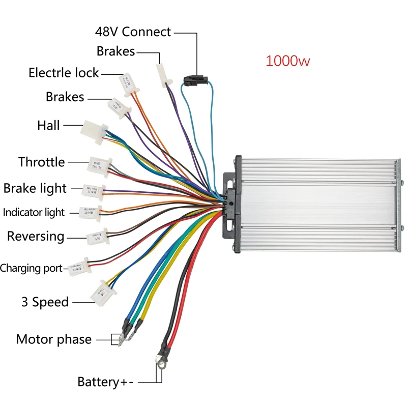 36v 48v 1000w Brushless Motor Speed Controller 33A 12mosfet Phase With Sensor Hall For Electric Bike Car Motorcycle