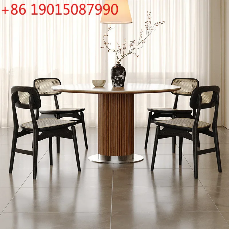 

Обеденный стол в стиле французского ретро из массива дерева, для небольшой квартиры, круглый, из травертина и сланца, высококачественный обеденный стол.