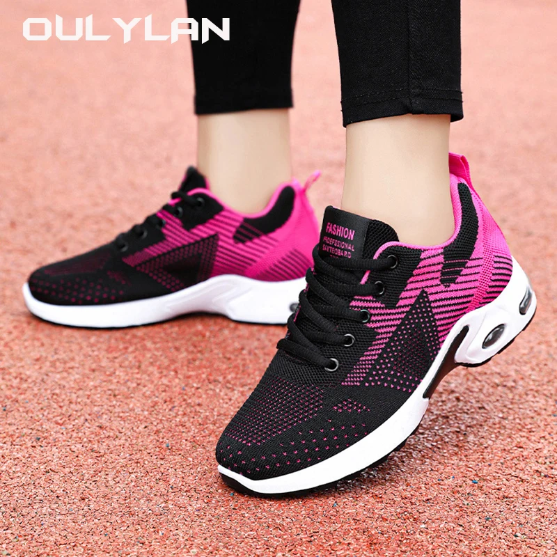 Fashion Large Size Women  Spring Running Shoes for 2024 Casual Breathable Lace up Elastic Air Cushion Sports Shoes for Female