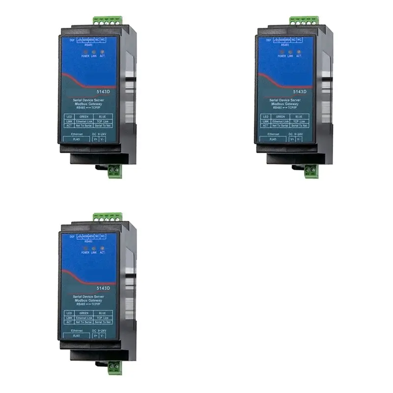 Exquisite-3X Din-Rail ZLAN5143D Serial Device Server Modbus Gateway RS485 From To TCP/IP DC9-24V Support Full Duplex