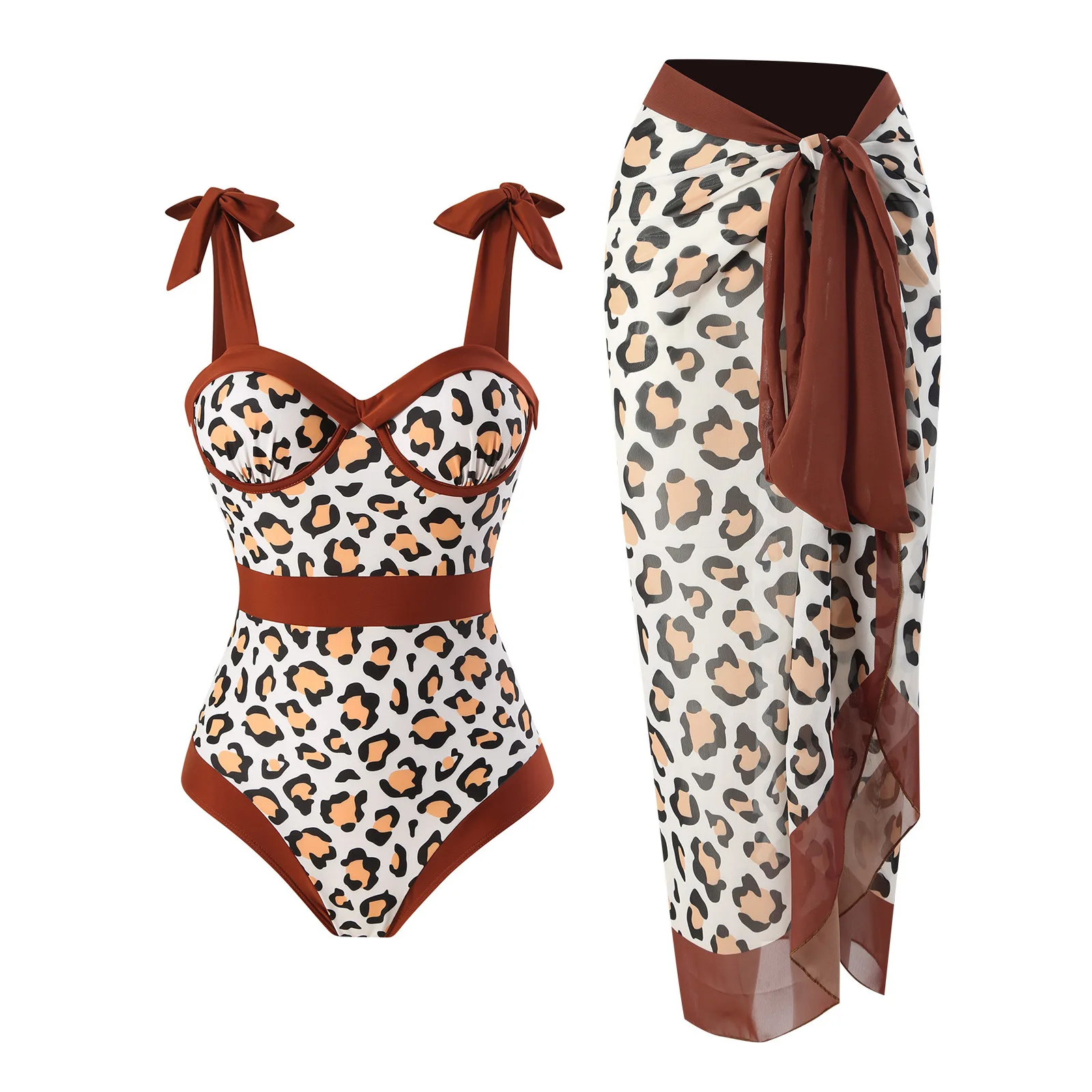 Bikini Vintage con estampado de leopardo para mujer, traje de baño femenino con realce, conjunto de Bikini, ropa de baño para mujer, envío directo