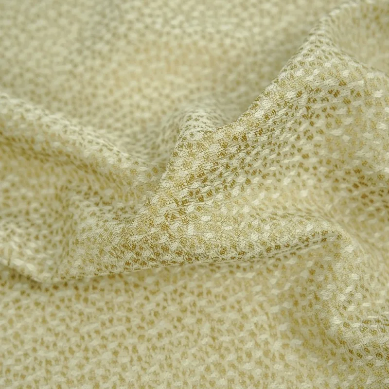 Drapey Beige Tiny Grain Textured Floral Jacquard Fabric Slightly Structured for Pants Dress Skirt DIY Sewing Accessories view 2
