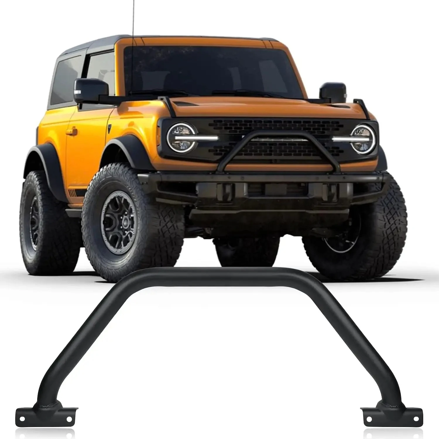 Front Bumper Bull Bar for Ford Bronco 2021-2024 2/4 Door Heavy Load Steel Grille Guard Push Bar Off Road Protection view 2