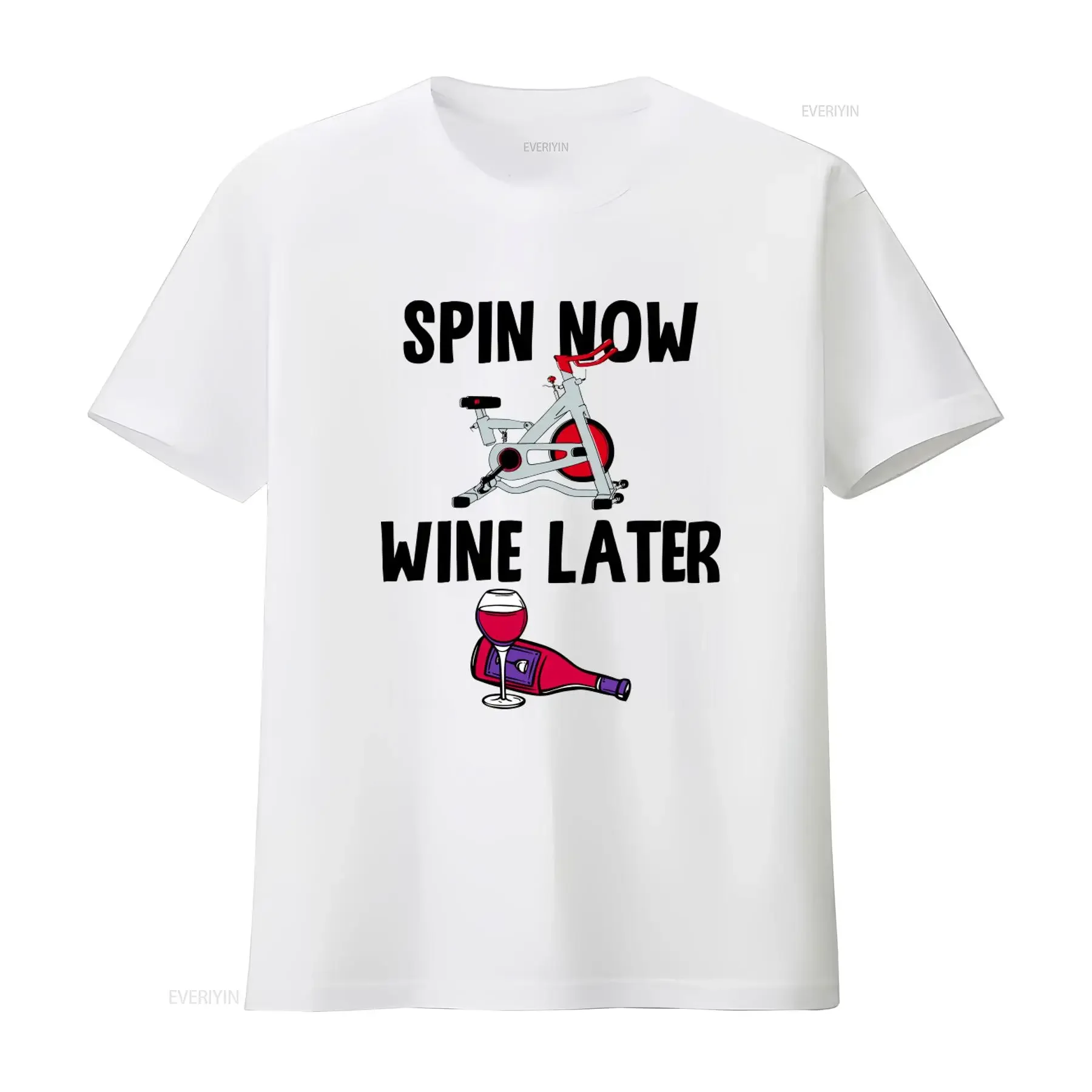 Funny Spinning T Shirt for Cyclist Instructor Spin Now Wine Later Workout Exercise Design vintage Washed streetwear Breathable