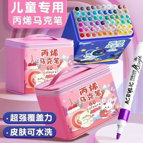 Regalo para niños, rotuladores de fieltro con Alcohol de 24/48 colores, bolígrafos de doble punta, suministros escolares de arte para artistas permanentes, marcadores para bocetos de Manga para estudiantes