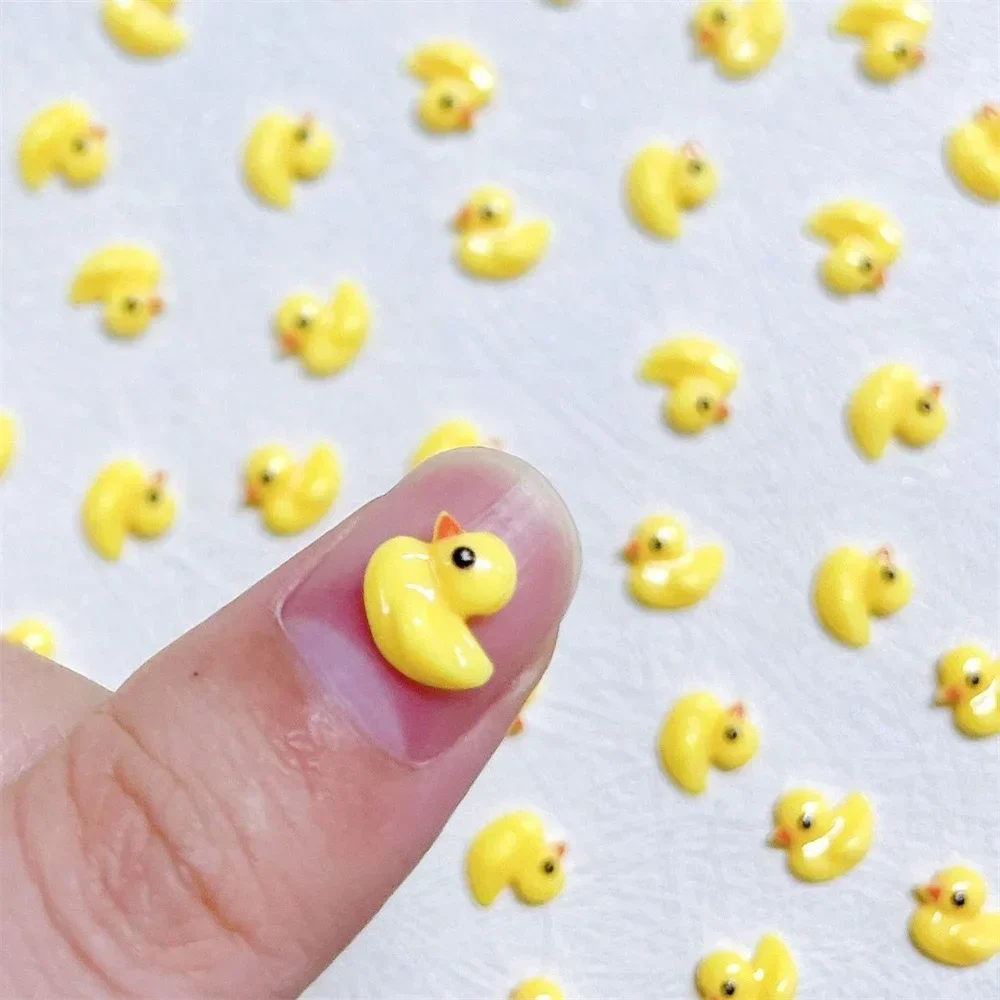 50pcs Cute Cartoon Yellow Duck Nails Charms Kawaii 3D Mini Resin Funny Nail Accessories Jewelry DIY Nail Art Decorations Parts