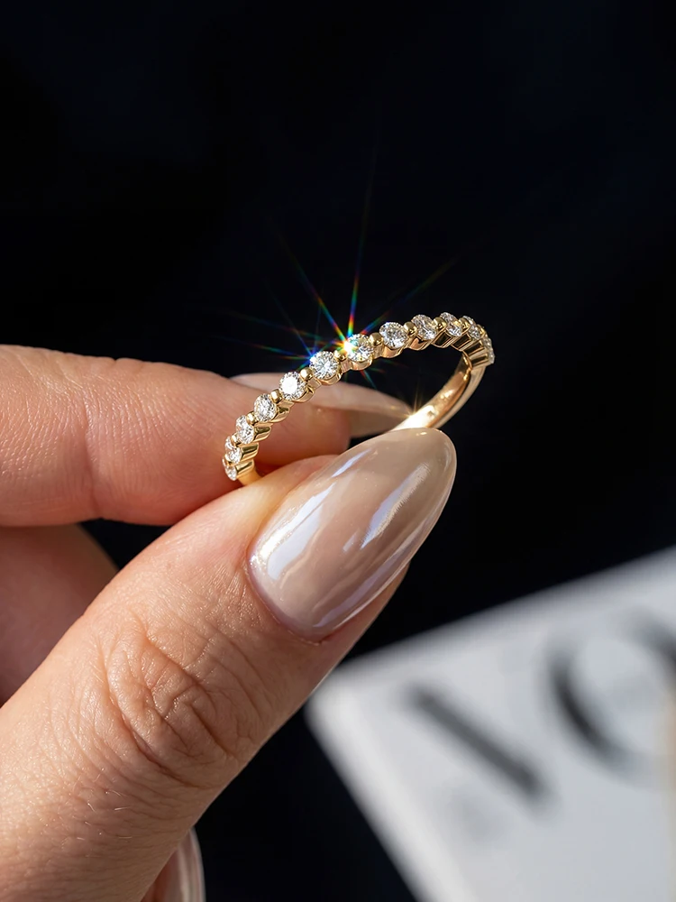 Exquisiter 2MM Echter Moissanit-Diamant Runder Ehering für Damen, Verlobungsring, Upgrade, Modischer Hochwertiger Schmuck – Detail 4