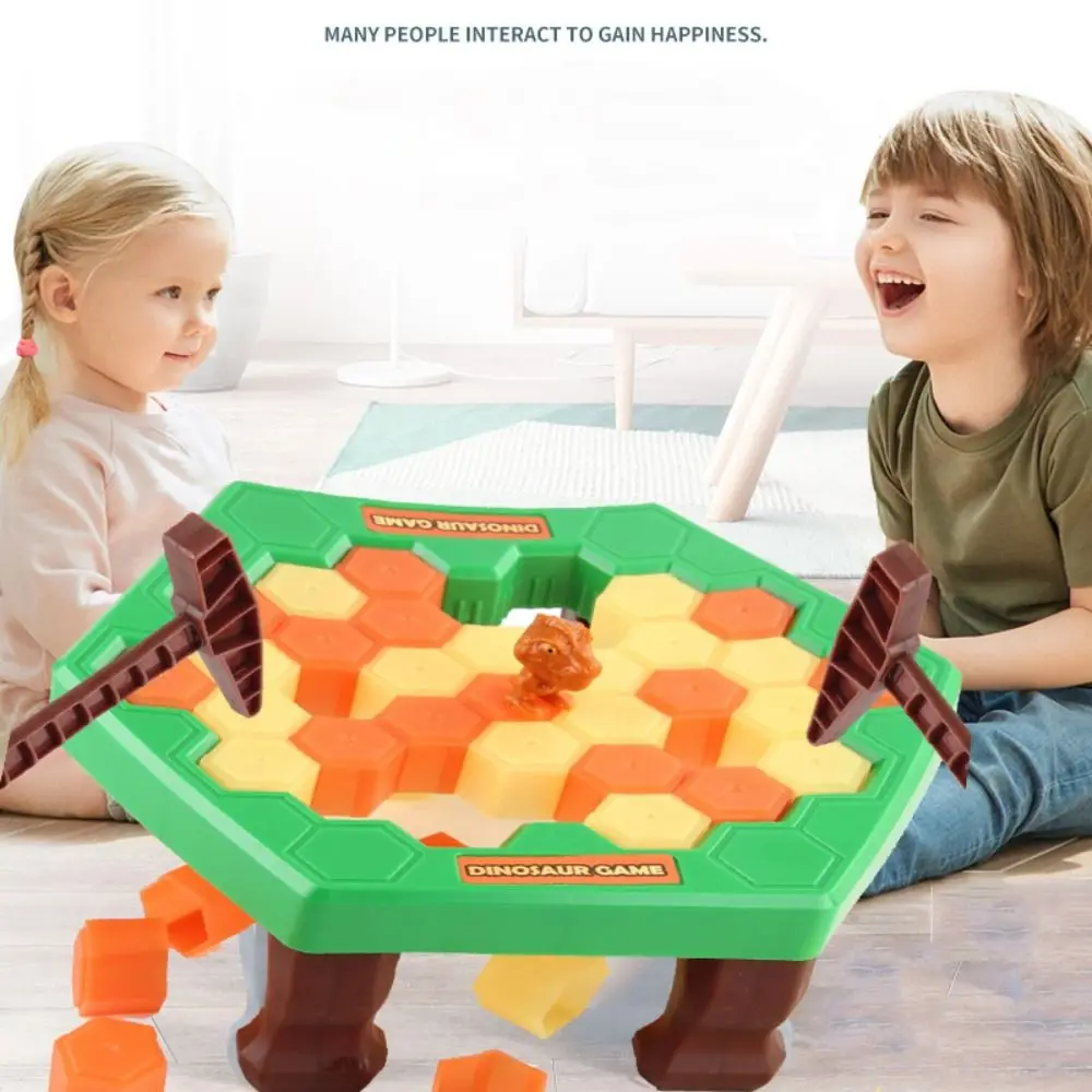 

Block Board Game Dinosaur Ice Breaking Game Toy Green Funny Ice Cubes Balance Toy Animals Plastic Dinosaur Trap Toys