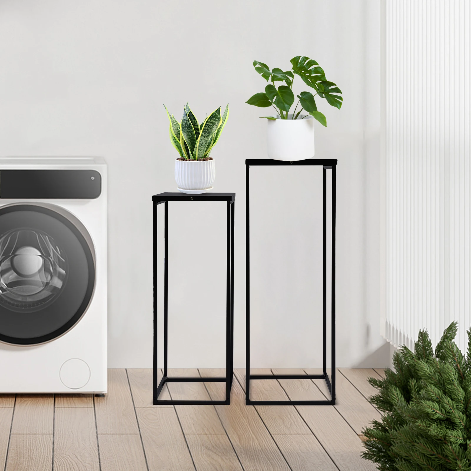 Набор из 2 предметов, черная стойка для цветов, домашний светильник, роскошная железная стойка для цветочных горшков, домашняя гостиная, напольная декоративная стойка для хранения