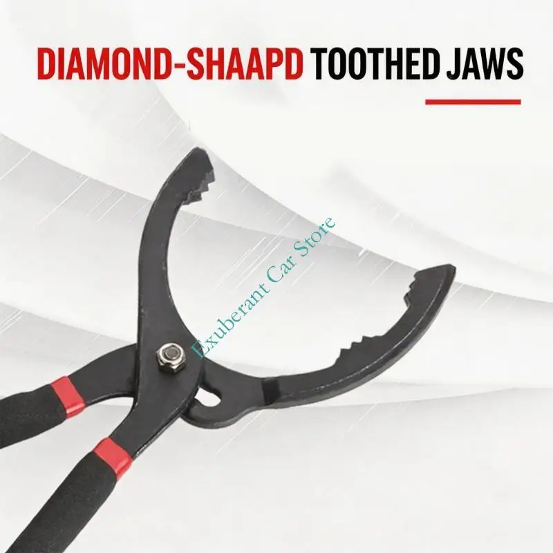 Oil Change Filter Pliers Set, 2 Piece Curved Serrated Grip Wrench With Rubber Grip Handles and Two Length Design for Car 5