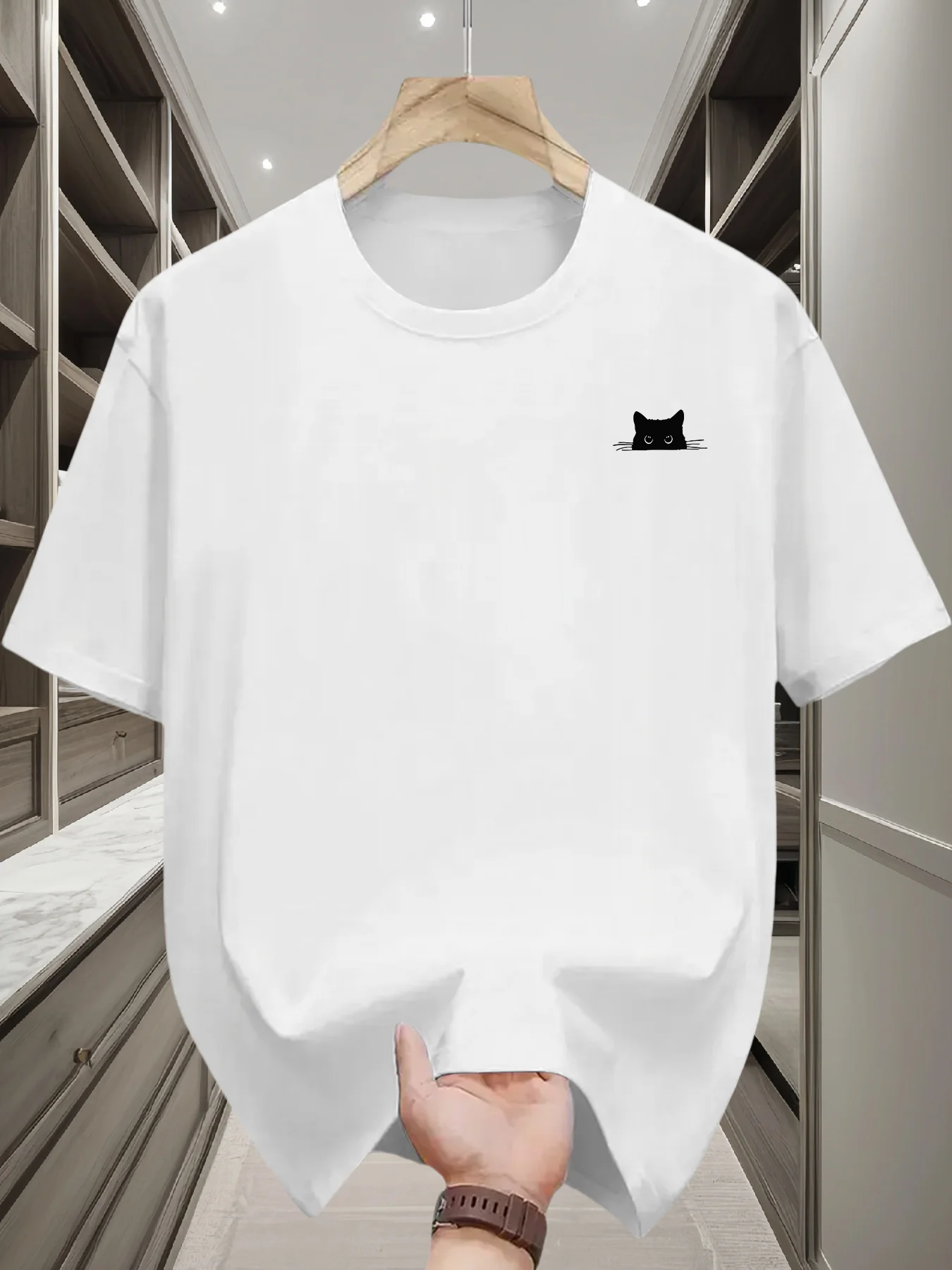 2026 Summer New Style Men's T-shirt Street Casual Fashion Comfortable Soft Breathable Simple Cat Pattern Print Women's T Shirt