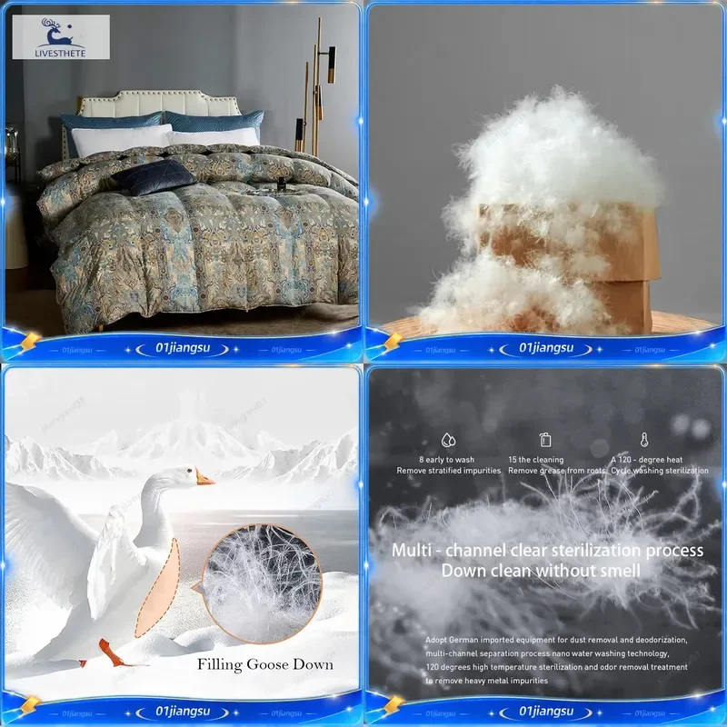100 Percent Goose Down Duvet Comforter 3D Bread Shape Winter Warm Quilt European Palace Style Cotton Cover Bedding for Queen