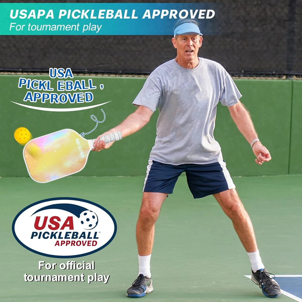 

USAPA Approved Pickleball Paddles (Set of 2) - Complete Kit with 4 Balls & Carry Case, Honeycomb Core Technology for Indoor Outd