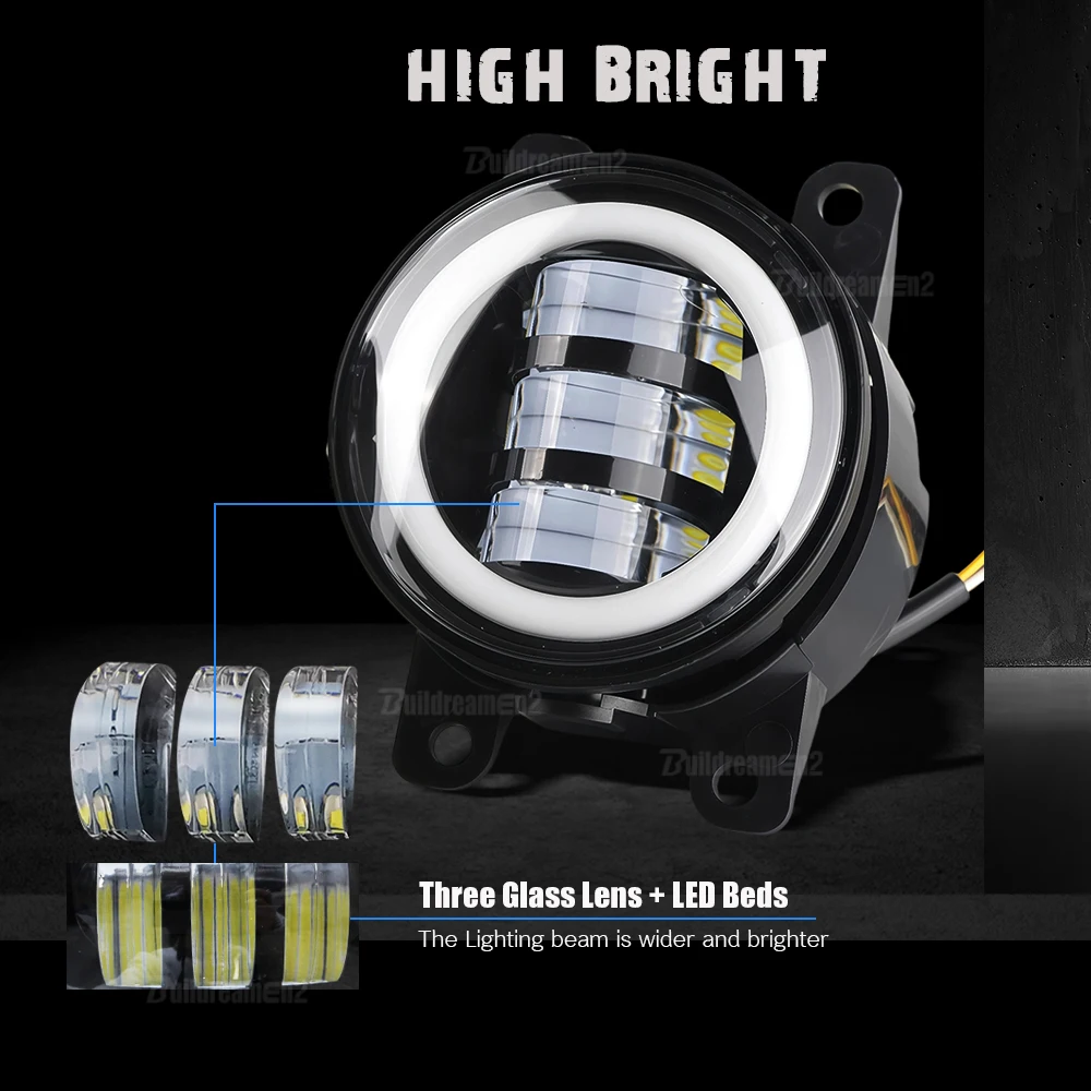 2 Pieces Car Front Bumper LED Fog Light Angel Eye Daytime Running Turn Lamp 30W H11 For Fiat Doblo (263_) Van 2015-2022